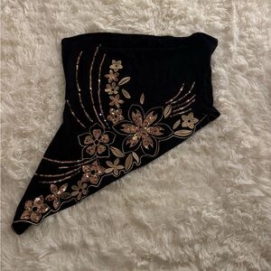 Elegant Black Floral Women's wrap top